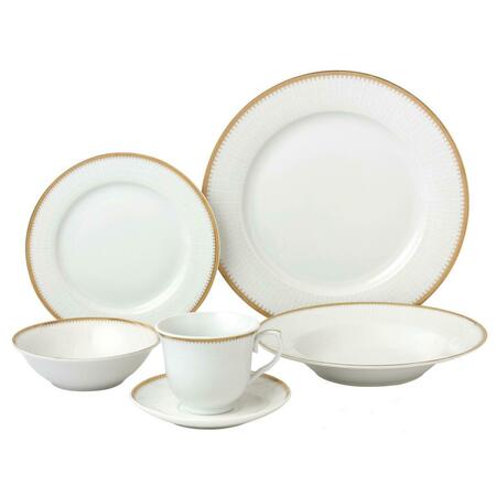 LORENZO IMPORT 24 Piece Porcelain Dinnerware Service, Gold - for 4 Georgette LH432